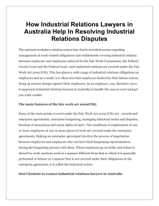 How Industrial Relations Lawyers in Australia Help In Resolving Industrial Relations Disputes