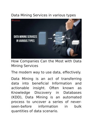 Data Mining Services in various types