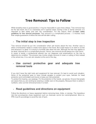Tree Removal: Tips to Follow