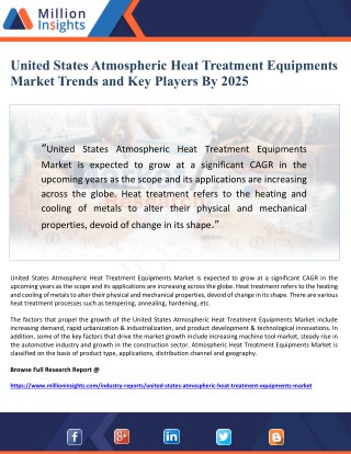 United States Atmospheric Heat Treatment Equipments Market Trends and Key Players By 2025