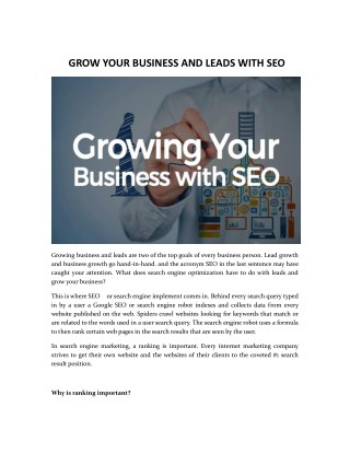 GROW YOUR BUSINESS AND LEADS WITH SEO