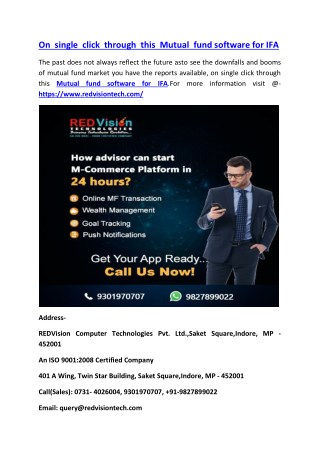 On single click through this Mutual fund software for IFA