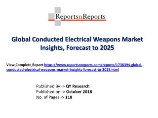 Conducted Electrical Weapons Market Size, Overview, Risk, and Driving Forces Studied 2018-2025