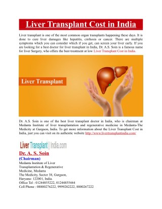 Liver Transplant Cost in India