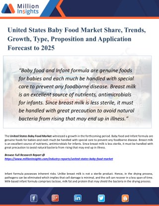 United States Baby Food Market Segmented by Material, Type, End-User Industry and Geography – Trends and Forecasts 2025