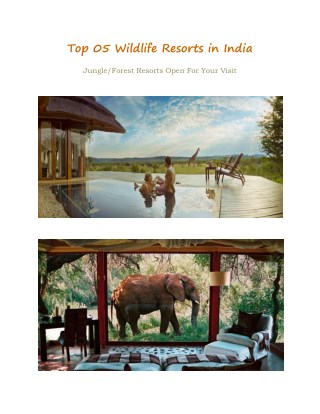 Top 5 Wildlife - Jungle - Forest Resorts In India