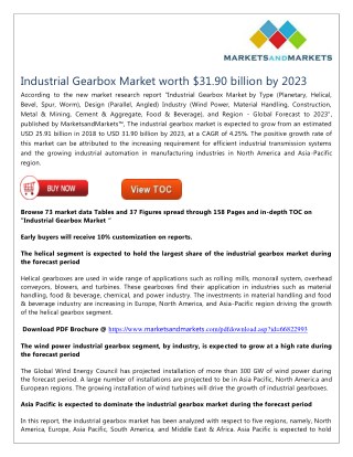 Industrial Gearbox Market worth $31.90 billion by 2023