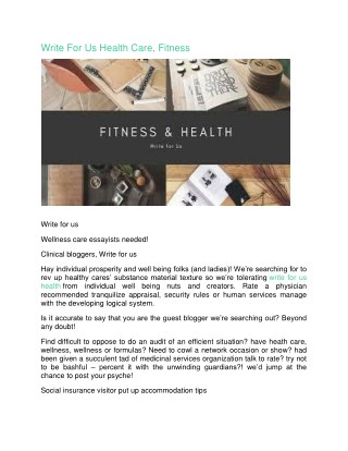 WRITE FOR US HEALTH BLOG