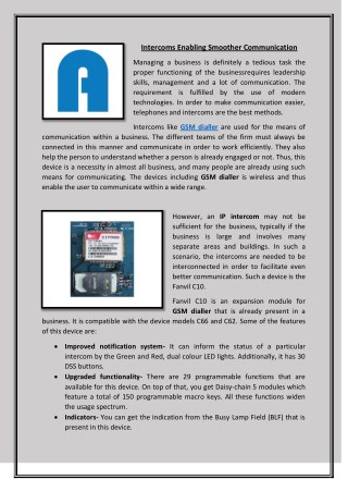 Intercoms Enabling Smoother Communication