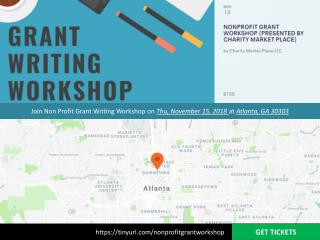 Join Non profit grant workshop on November 15, 2018 at Atlanta, GA 30303