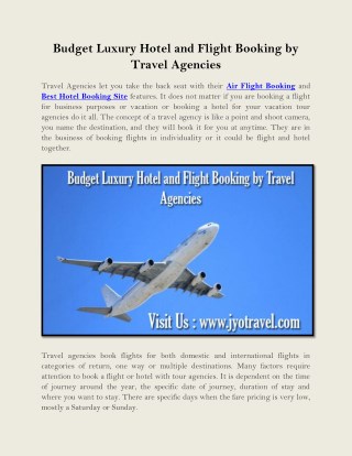 Budget Luxury Hotel and Flight Booking by Travel Agencies