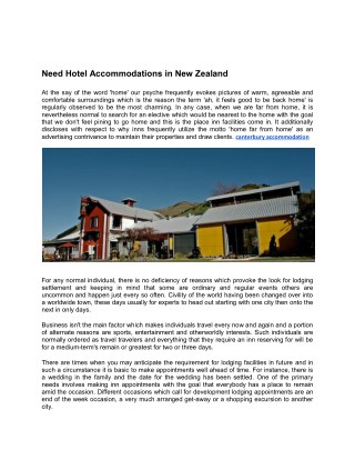 Need Hotel Accommodations in New Zealand