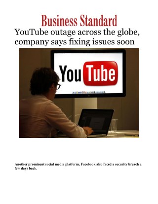 YouTube outage across the globe, company says fixing issues soon