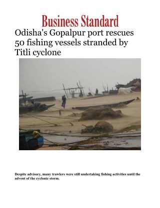 Odisha's Gopalpur port rescues 50 fishing vessels stranded by Titli cyclone