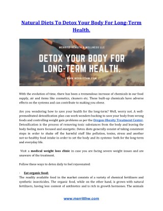 Natural Diets To Detox Your Body For Long-Term Health.