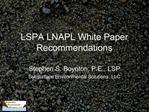 LSPA LNAPL White Paper Recommendations