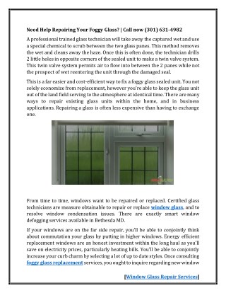 Professional Foggy Glass Repair Service | Window Glass Repair Service