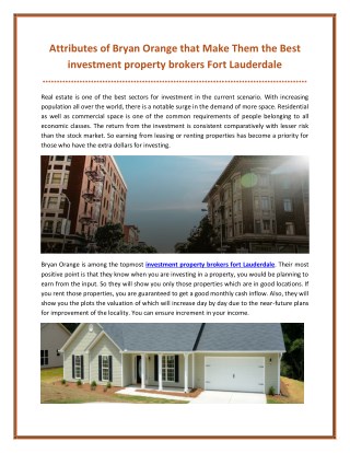investment property brokers fort Lauderdale