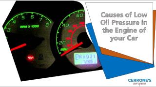 Causes of Low Oil Pressure in the Engine of your Car