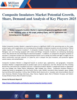 Composite Insulators Market Potential Growth, Share, Demand and Analysis of Key Players 2025