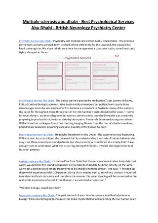 Multiple sclerosis abu dhabi - Best Psychological Services Abu Dhabi - British Neurology Psychiatry Center
