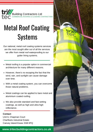 Metal Roof Coating Systems - Tritec Building Contractors UK