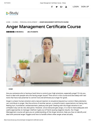Anger Management Certificate Course - istudy