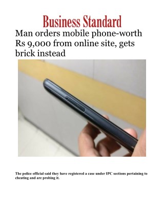 Man orders mobile phone-worth Rs 9,000 from online site, gets brick instead