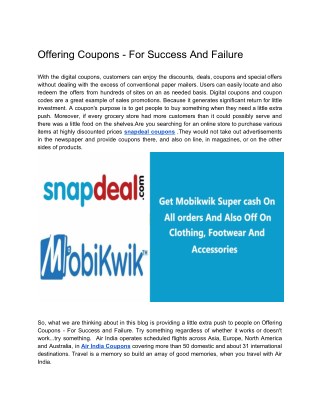 Offering Coupons - For Success And Failure