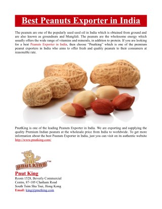 Best Peanuts Exporter in India