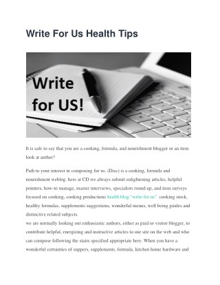 Write For Us Health Tips