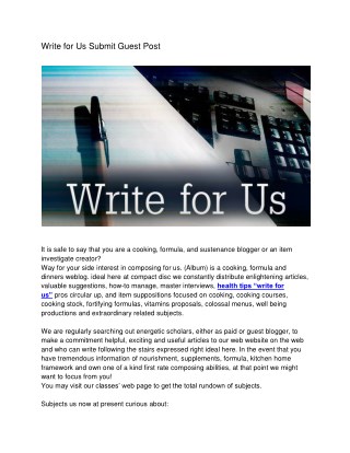 Write for Us Submit Guest Post