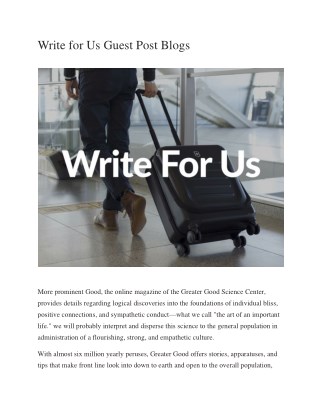 Write for Us Guest Post Blogs