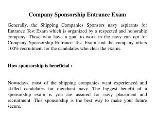 Company Sponsorship Entrance Exam