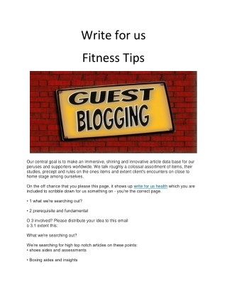 Write for us Fitness Tips