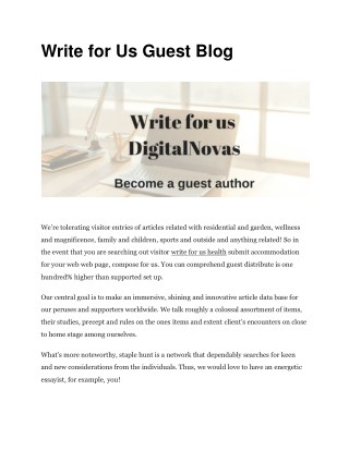 Write for Us Guest Blog