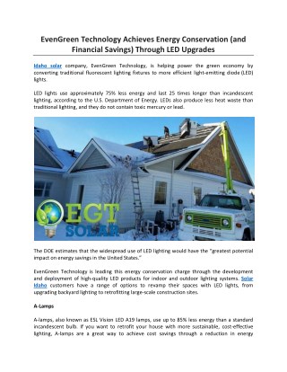 EvenGreen Technology Achieves Energy Conservation (and Financial Savings) Through LED Upgrades