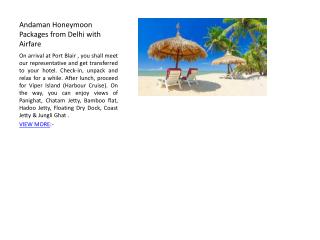 Andaman Honeymoon Packages from Delhi with Airfare