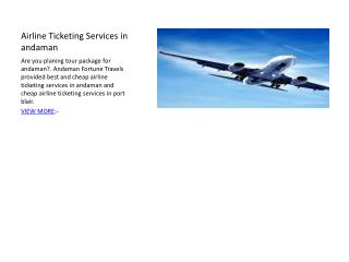 Airline Ticketing Services in andaman