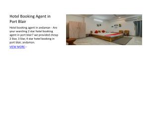 Hotel Booking Agent in Port Blair
