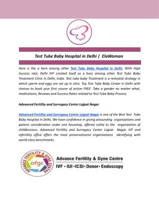 Test Tube Baby Hospital in Delhi | ElaWoman