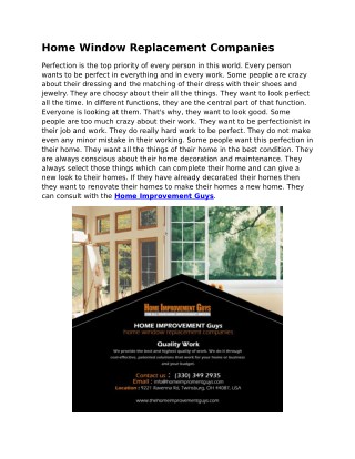 Home Window Replacement Companies