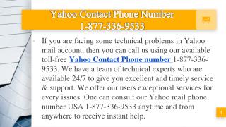 Yahoo Contact Phone Number 1-877-336-9533