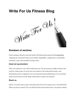 Write For Us Fitness Blog