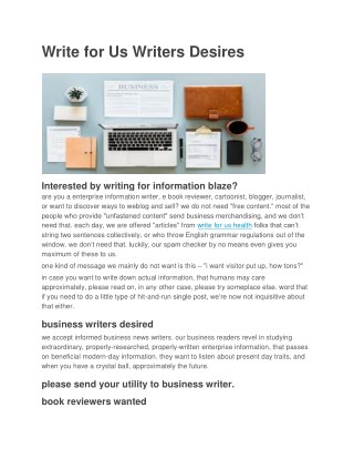 Write for Us Writers Desires