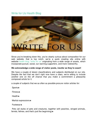 Write for Us Health Blog