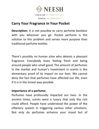 Carry Your Fragrance In Your Pocket