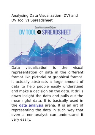 Analysing Data Visualization (DV) and DV Tool vs Spreadsheet