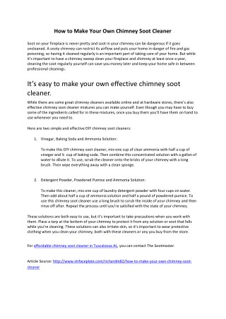 How To Make Your Own Chimney Soot Cleaner