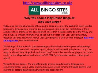 Why You Should Play Online Bingo At Lady Love Bingo?